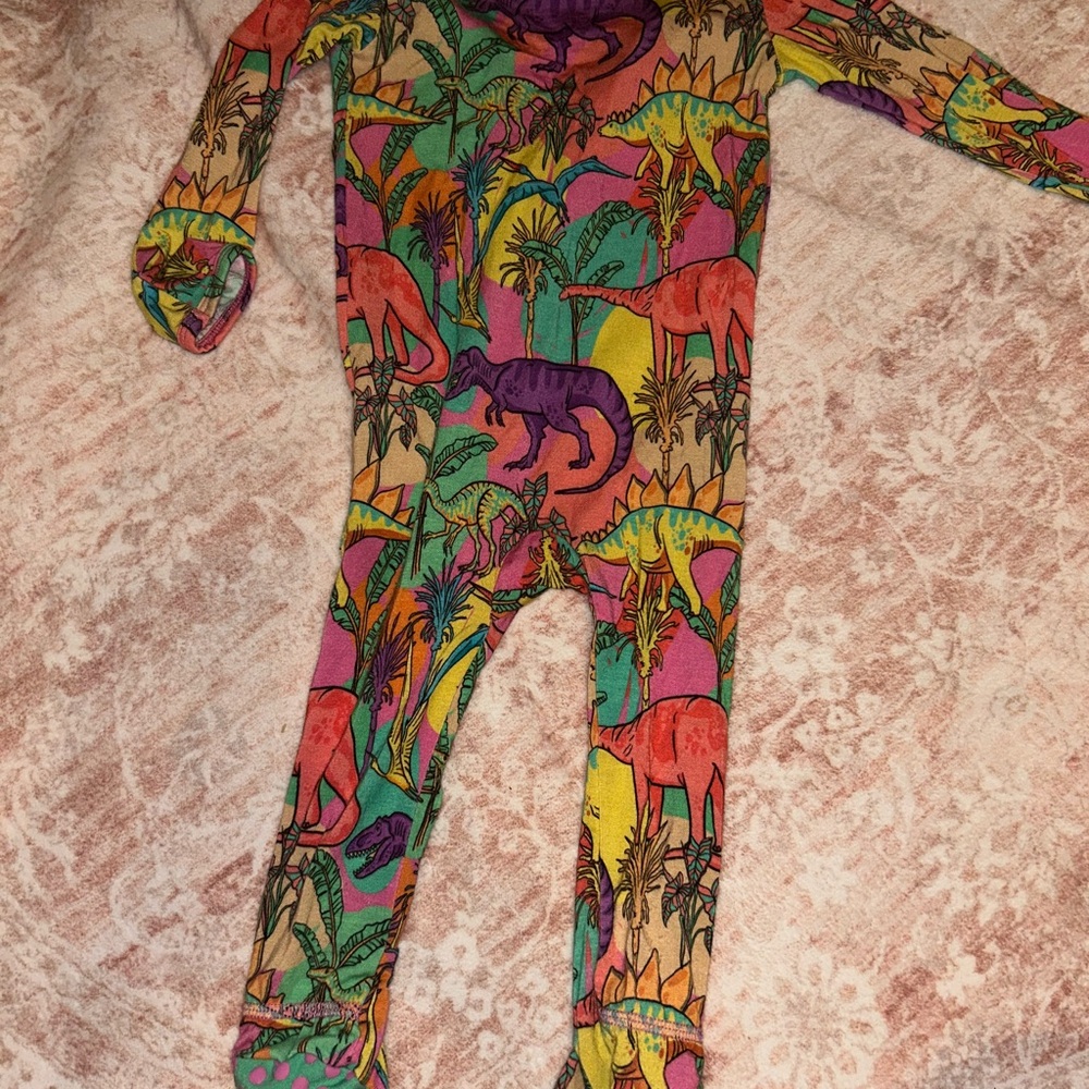 Vibrant Red and Orange Footies One Piece